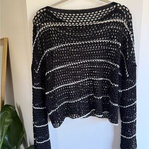Black and White Crochet Sweater
